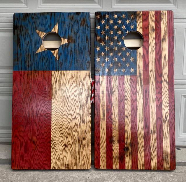 Texas and Flag Cornhole